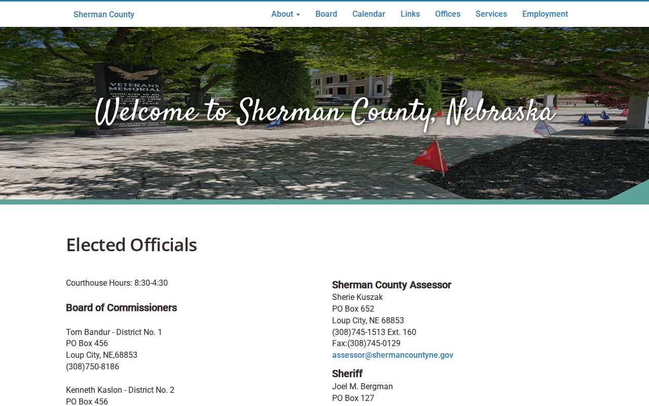 Sherman County elected justice officials directory
