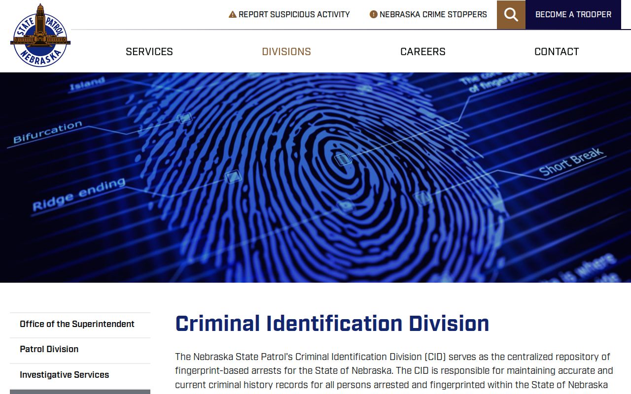 Sherman County arrest records Nebraska Criminal Identification Division