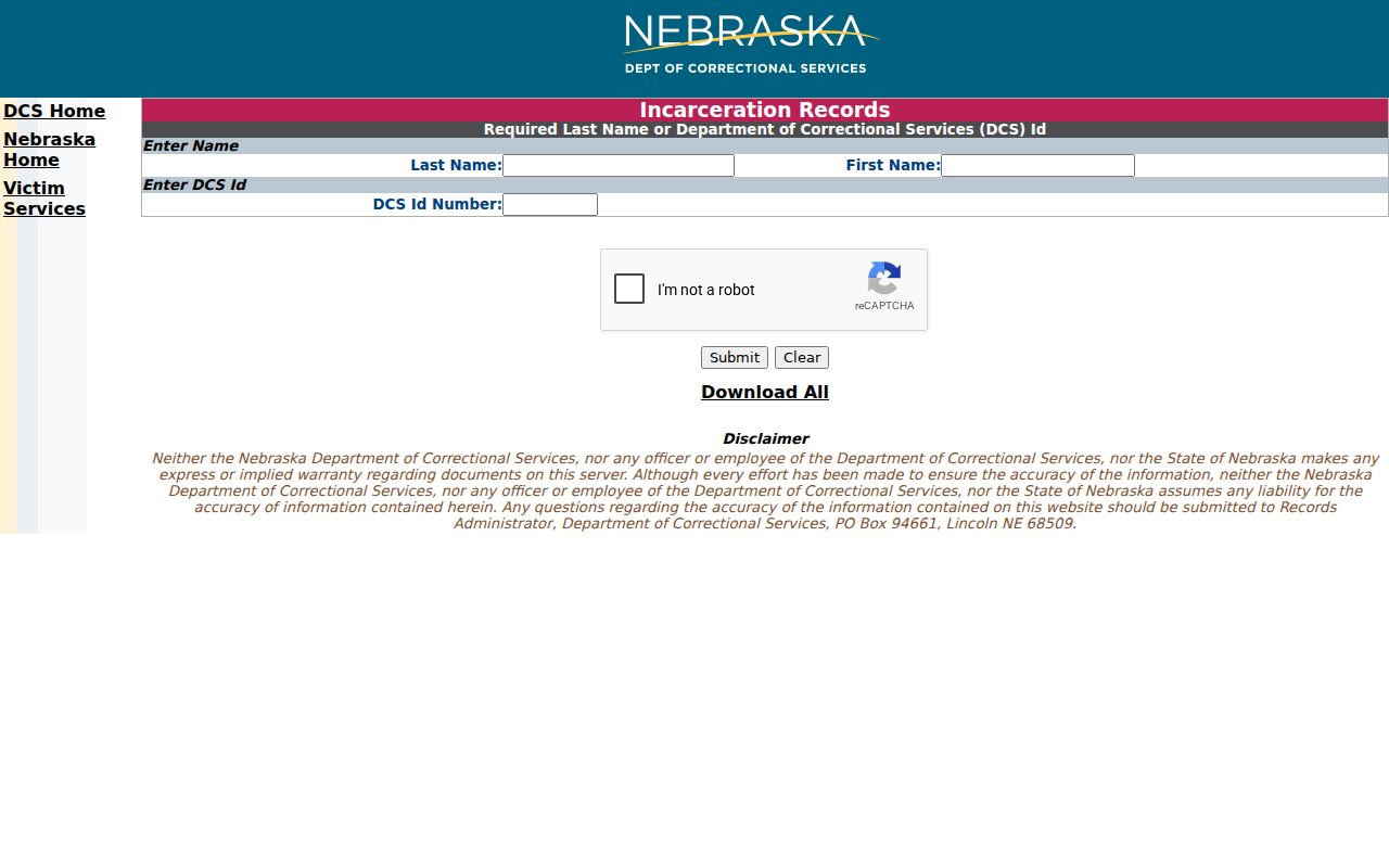 Sherman County arrest lookup through NDCS inmate search