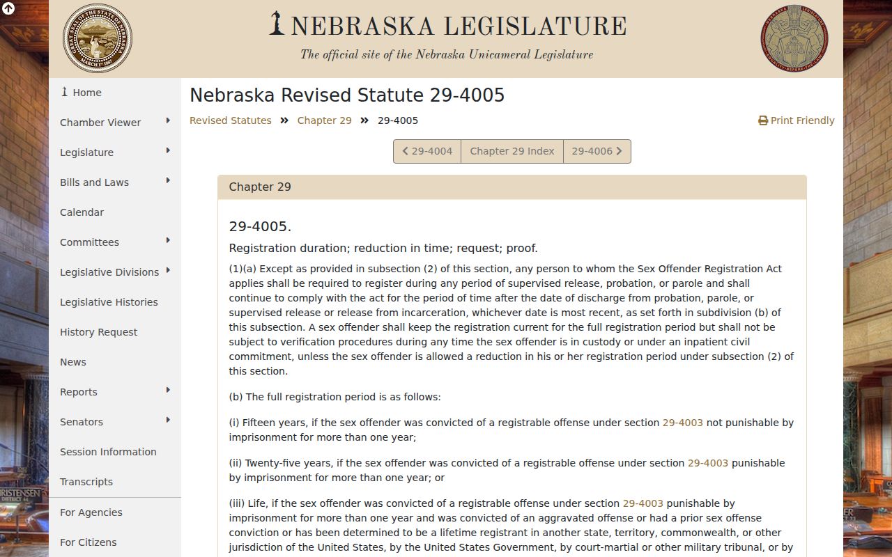 Ashton criminal registry records and Nebraska registration durations