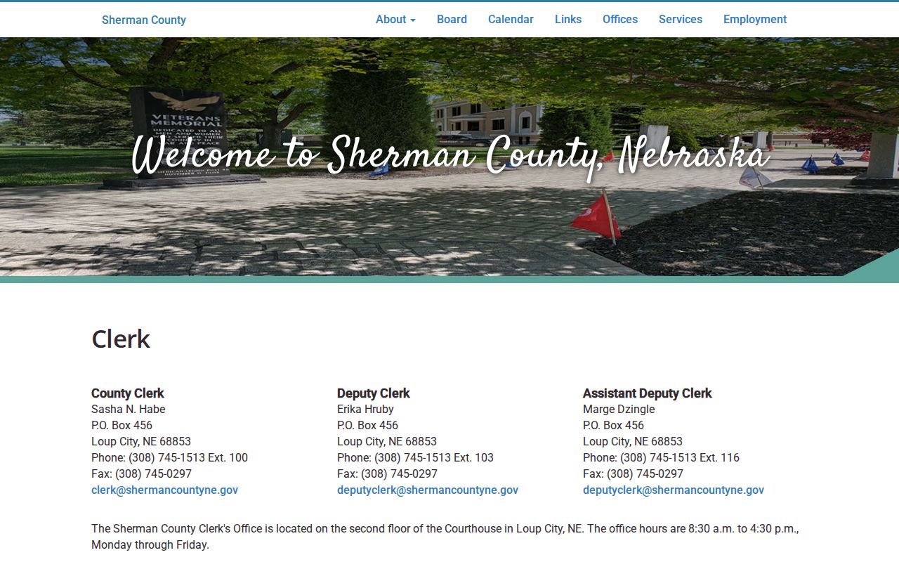 Sherman County criminal court cases clerk office page