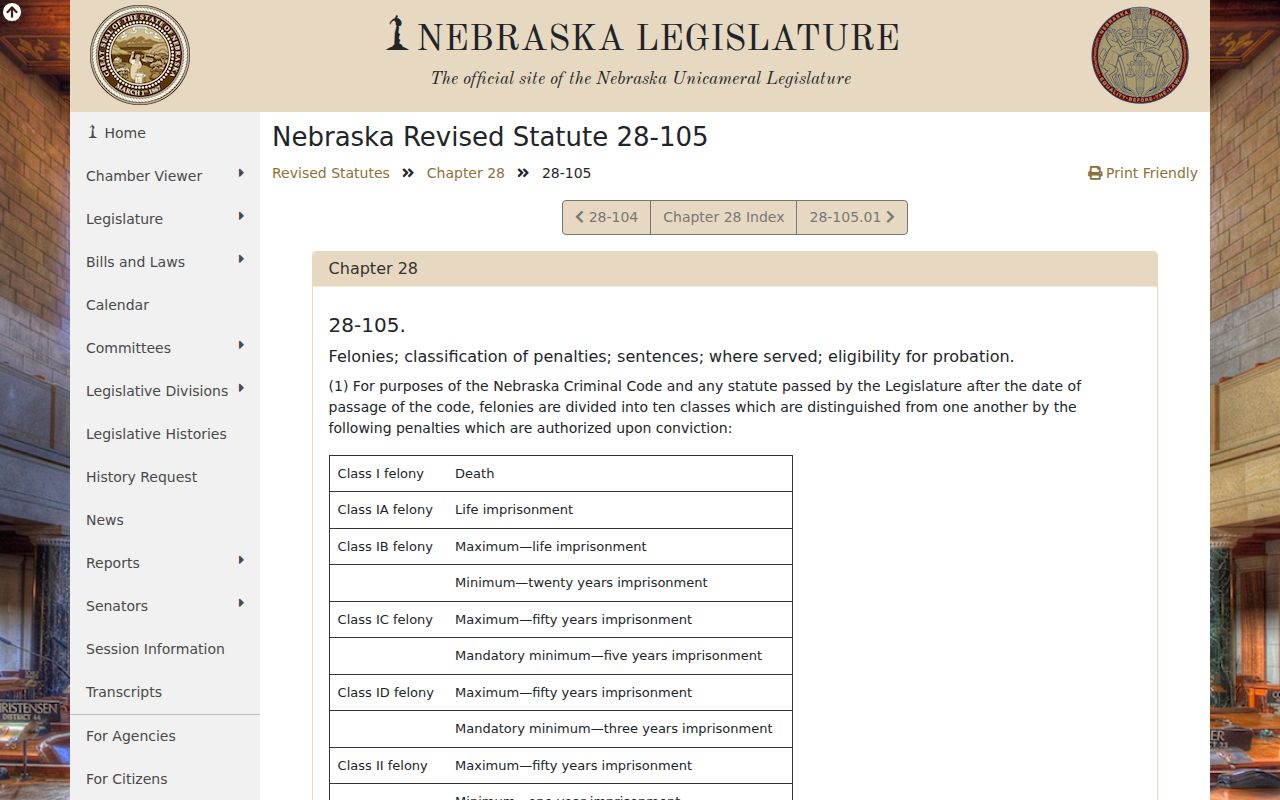 Litchfield felony criminal record classifications