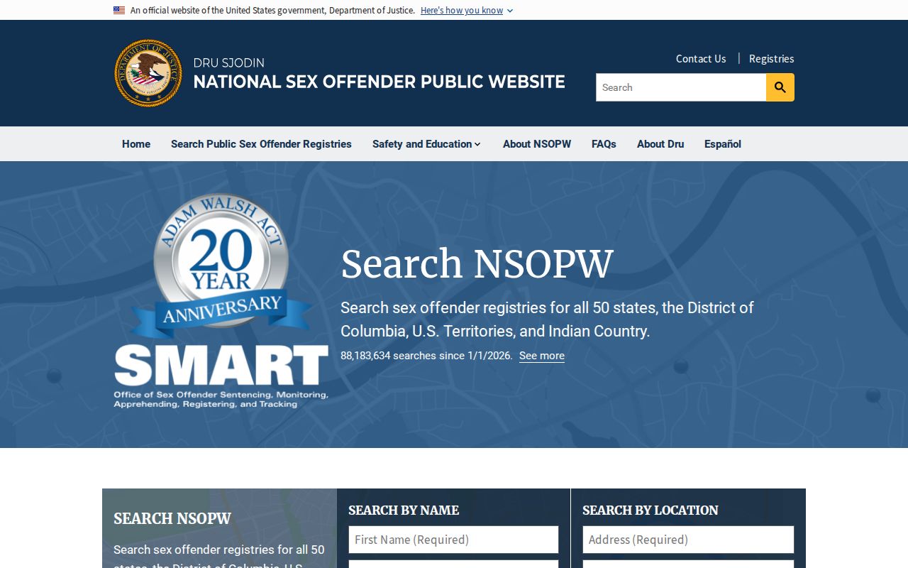 National sex offender search for records beyond Sherman County