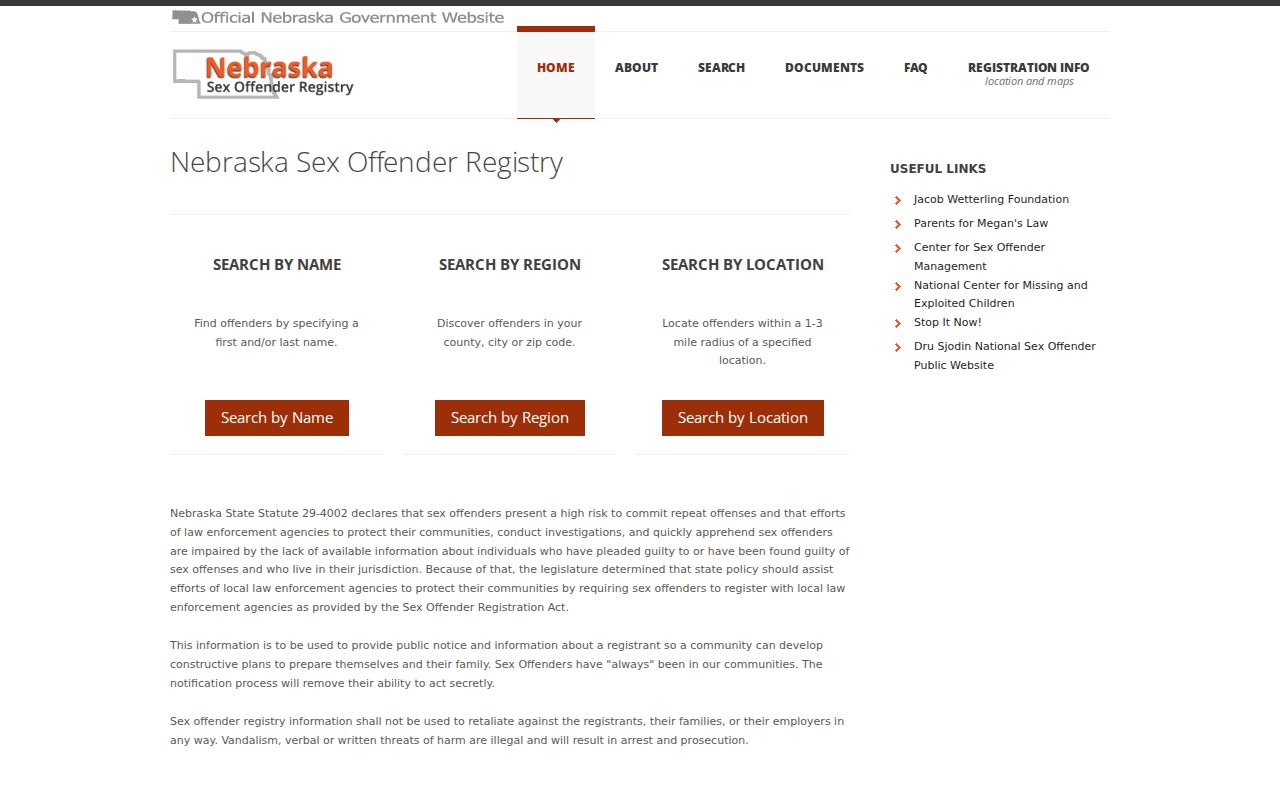 Sherman County sex offender search on the Nebraska registry